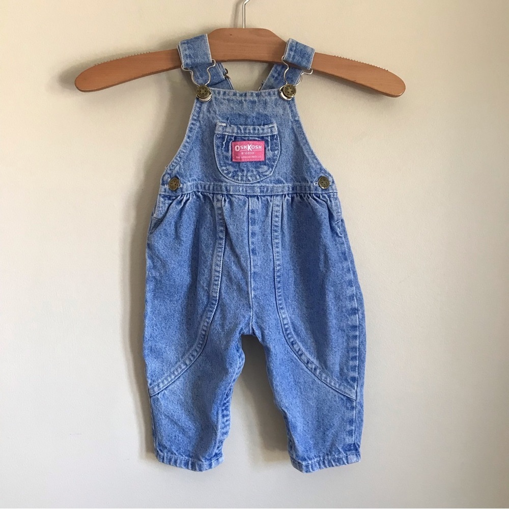 80s Vintage Oshkosh Bubble Overalls Baby Girl Pink Tag 12 Months